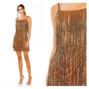 Mac Duggal 5935 NWT SCOOP NECK EMBELLISHED BEADED FRINGE DRESS